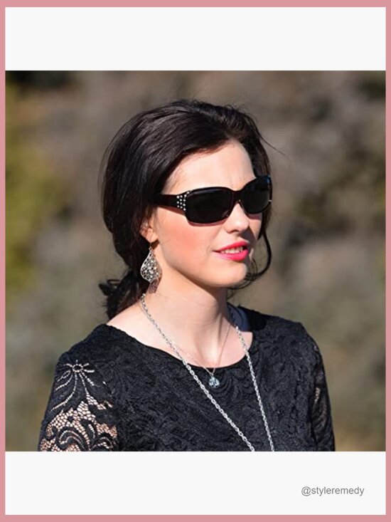 Polarized Sunglasses for Women, Rectangular Frame, Polycarbonate Material